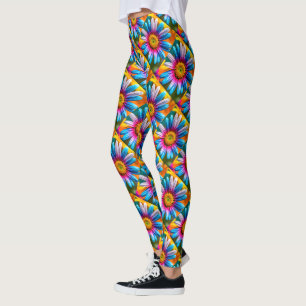 Cute Colourful Flowers Pattern Leggings