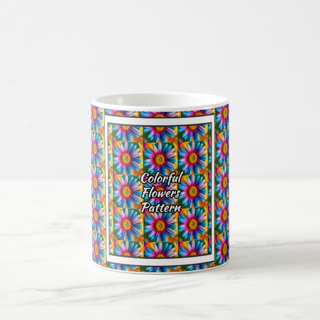 Cute Colourful Flowers Pattern Magic Mug (Center)