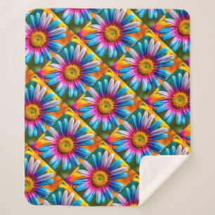Cute Colourful Flowers Pattern Sherpa Blanket