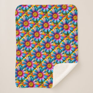 Cute Colourful Flowers Pattern Sherpa Blanket