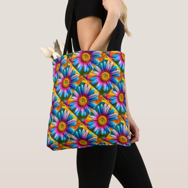 Cute Colourful Flowers Pattern Tote Bag (Close Up)