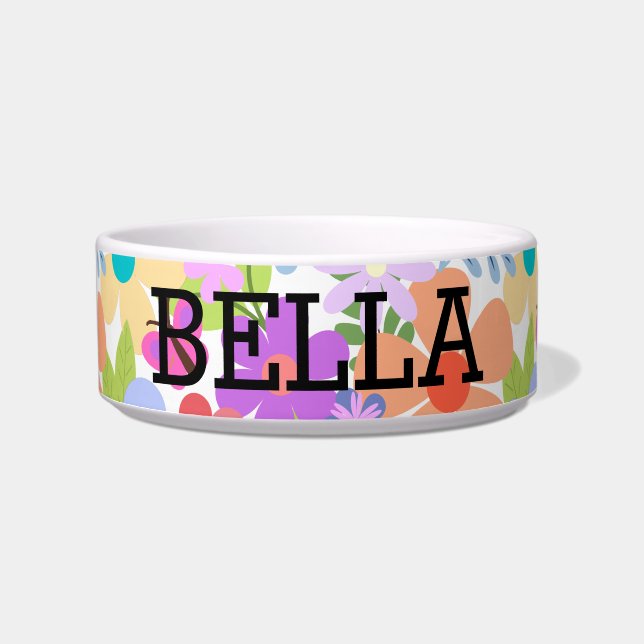 Cute Colourful Flowers Personalized Bowl (Front)