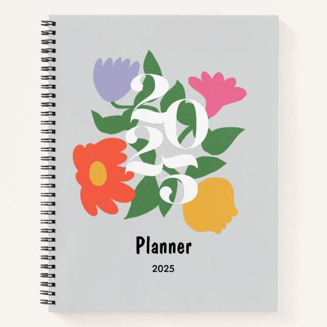 Cute Colourful Flowers Personalized Planner  Notebook (Front)