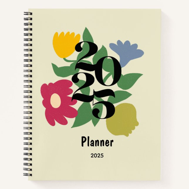 Cute Colourful Flowers Personalized Planner  Notebook (Front)