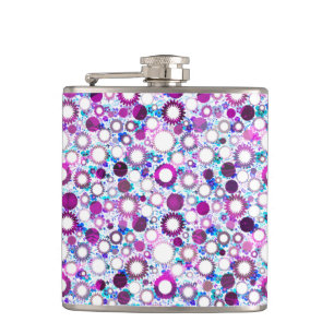 Cute colourful flowers suns patterns hip flask