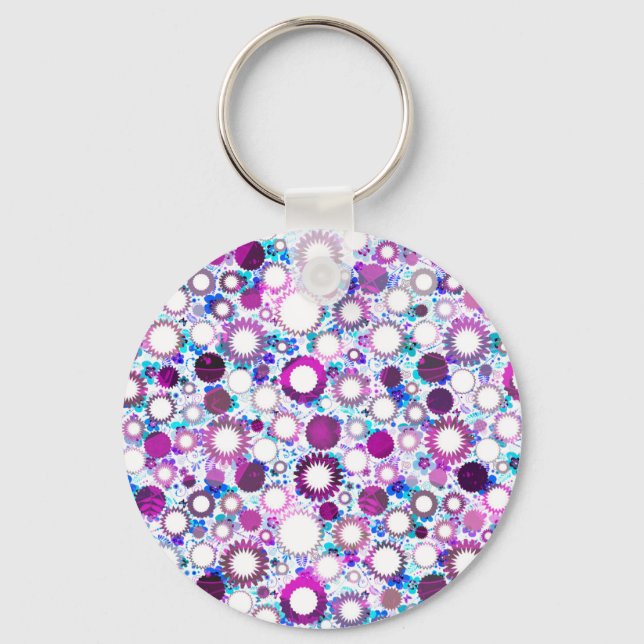 Cute colourful flowers suns patterns keychain (Front)
