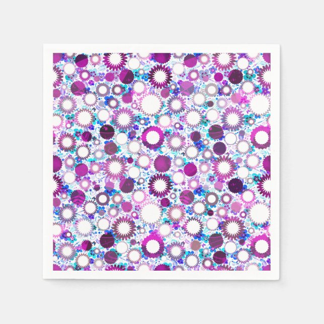 Cute colourful flowers suns patterns napkin (Front)