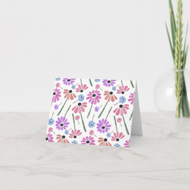 Cute Colourful Flowers  Thank You Card (Front)