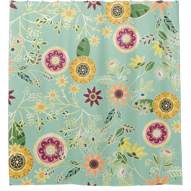 Cute Colourful Folk Floral Original Golden Design (Front)