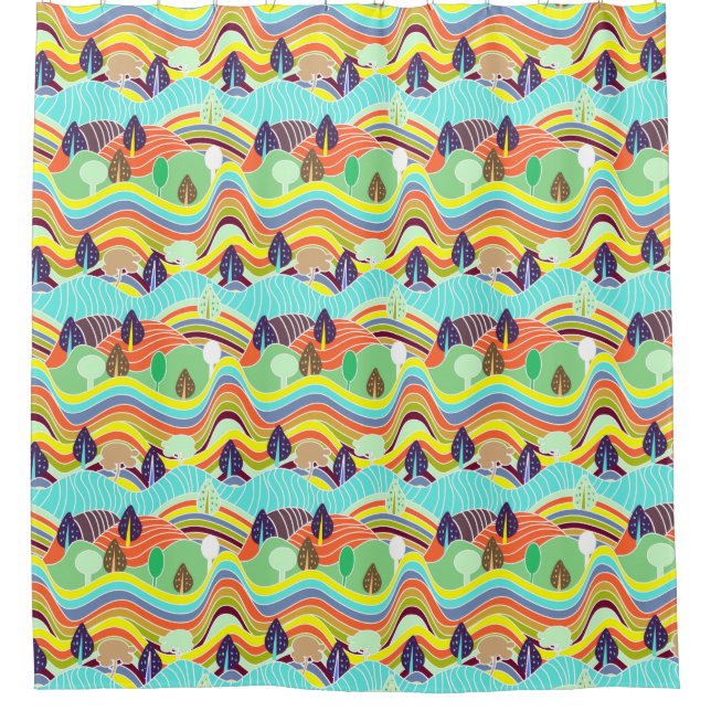 Cute colourful forest patterns car magnet (Front)