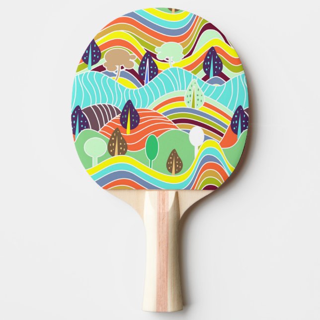 Cute colourful forest patterns ping pong paddle (Front)