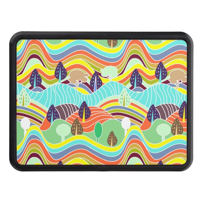 Cute colourful forest patterns trailer hitch cover (Front)