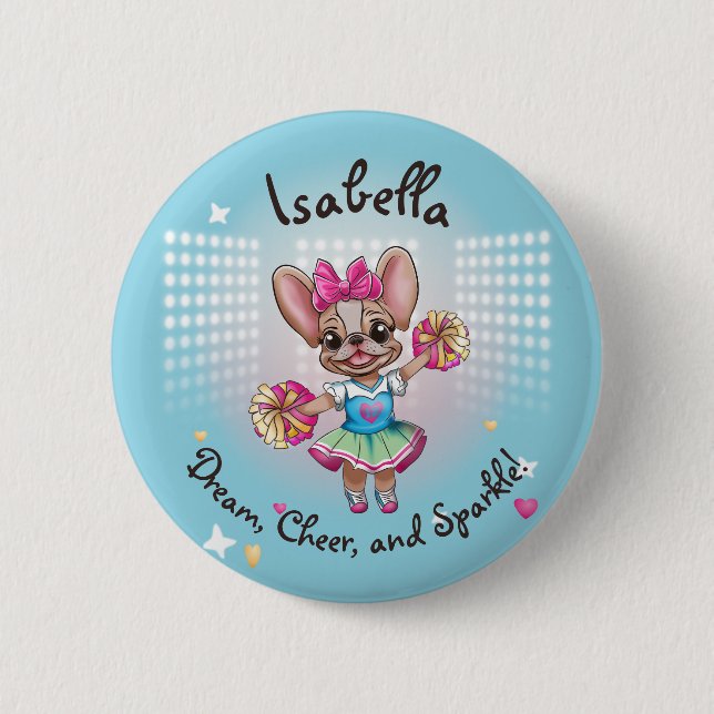 Cute Colourful Frenchie Pawsitive School Spirit 2 Inch Round Button (Front)