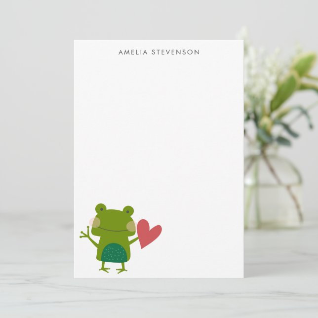 Cute Colourful Frog Personalized Stationery Card (Standing Front)