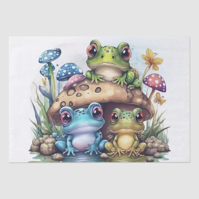 Cute Colourful Frogs Tissue Paper (Front)