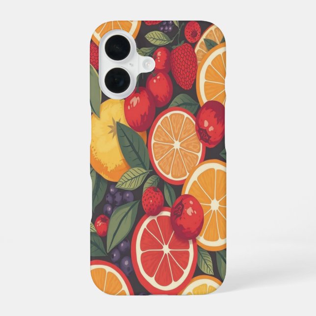 Cute Colourful Fruit Pattern – Fun Summer Design  iPhone 16 Case (Back)