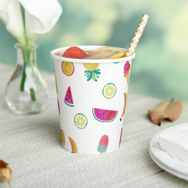 Cute Colourful Fruit Twotti Frutti 2nd Birthday Paper Cups (Insitu)