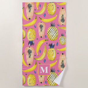 Cute & Colourful Fruity Banana Papaya & Pineapple Beach Towel