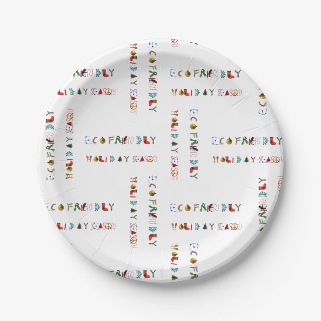 Cute Colourful Fun Eco Friendly Holiday Season Paper Plate (Front)