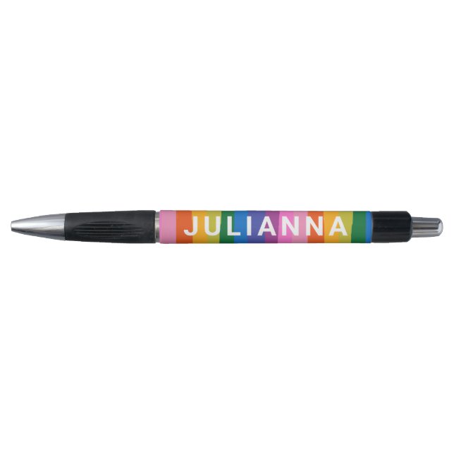 Cute Colourful Fun Rainbow Stripes Personalized  Pen (Front)