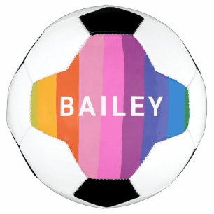 Cute Colourful Fun Rainbow Stripes Personalized Soccer Ball