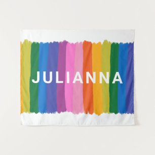 Cute Colourful Fun Rainbow Stripes Personalized Tapestry