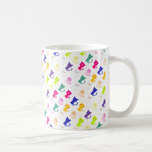 Cute colourful funny cats pattern coffee mug (Right)