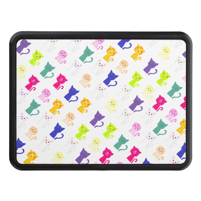 Cute colourful funny cats pattern trailer hitch cover (Front)
