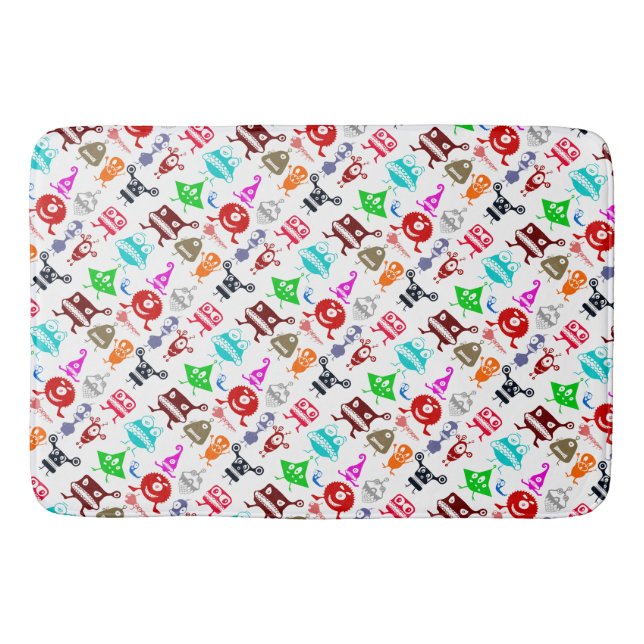 Cute colourful funny monsters patterns bath mat (Front)
