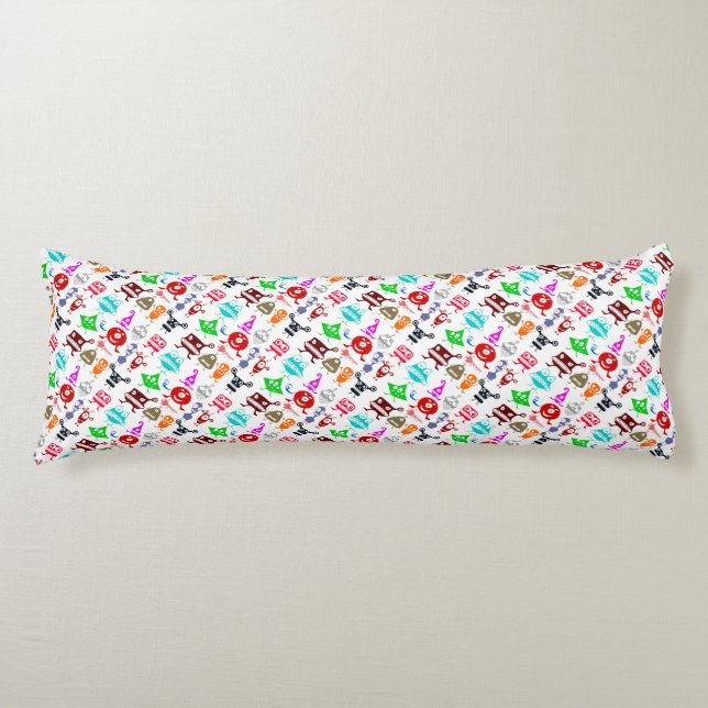 Cute colourful funny monsters patterns body pillow (Front)