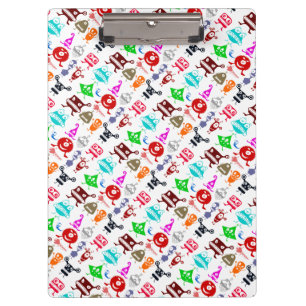 Cute colourful funny monsters patterns clipboard