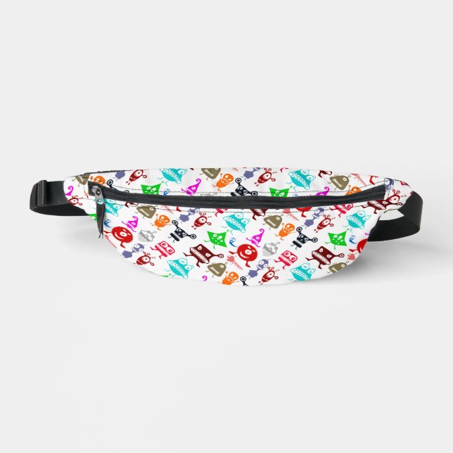 Cute colourful funny monsters patterns fanny pack (Front)