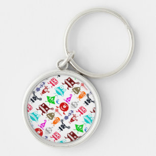 Cute colourful funny monsters patterns keychain