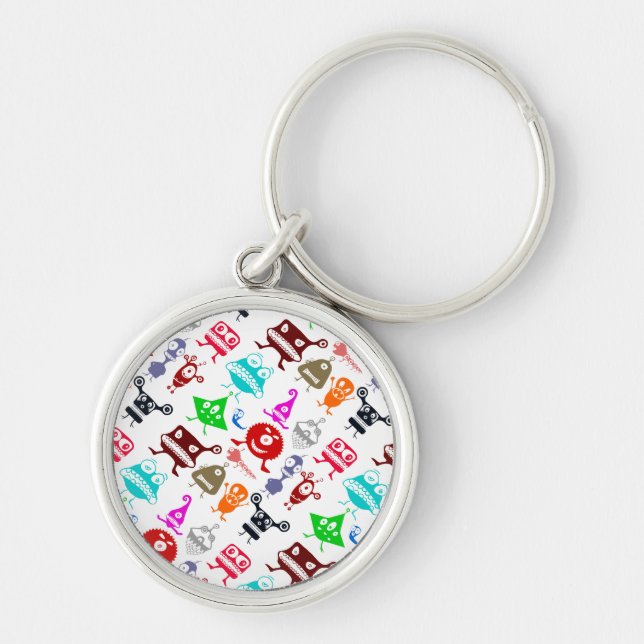 Cute colourful funny monsters patterns keychain (Front)