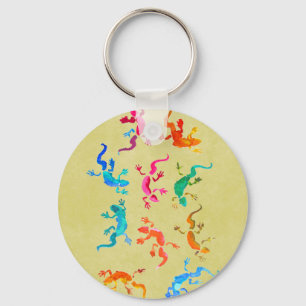 Cute colourful gecko lizard illustration keychain