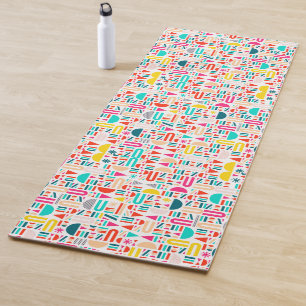 Cute colourful geometric forms patterns votive can yoga mat