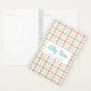 Cute Colourful Geometric Pattern Girly School Planner