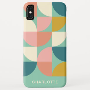 Cute Colourful Geometric Pattern Teal Personalized iPhone XS Max Case