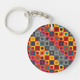 Cute colourful geometric patterns keychain