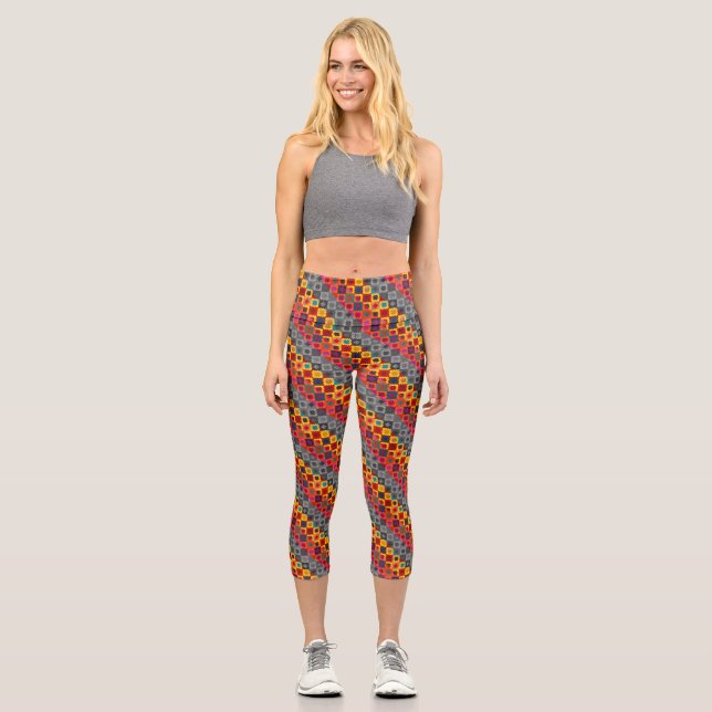 Cute colourful geometric patterns mouse pad capri leggings (Front)