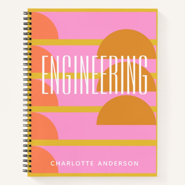 Cute Colourful Geometric Personalized Graph Subjec Notebook (Front)