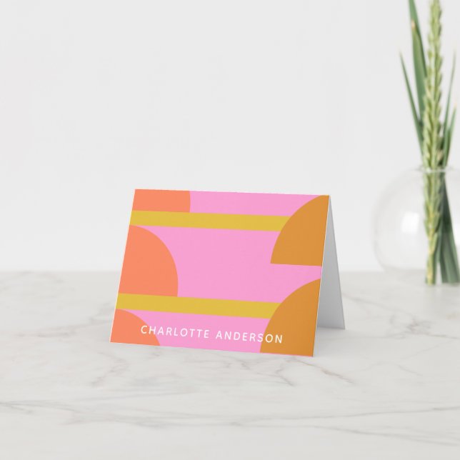 Cute Colourful Geometric Scandinavian Personalized Note Card (Front)