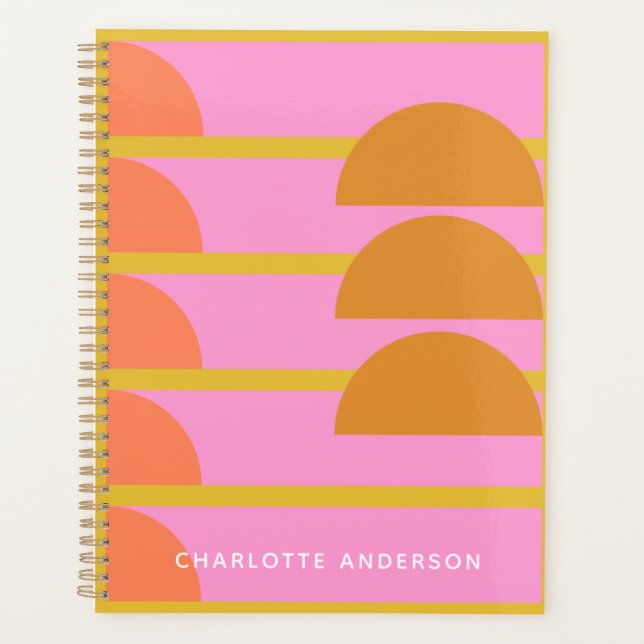Cute Colourful Geometric Scandinavian Personalized Planner (Front)