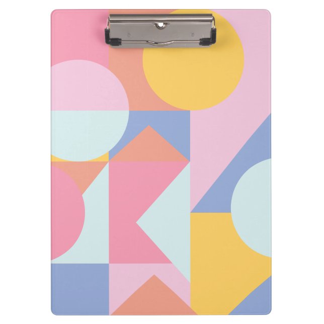 Cute Colourful Geometric Shapes Collage Artwork Clipboard (Front)