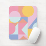 Cute Colourful Geometric Shapes Collage Artwork Mouse Pad<br><div class="desc">This fun,  fresh graphic design collage features geometric simple shapes in a cute colour palette of pastels and soft brights.</div>