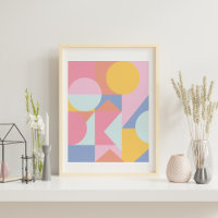Cute Colourful Geometric Shapes Collage Artwork