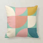 Cute Colourful Geometric Shapes Pattern in Teal Throw Pillow<br><div class="desc">A fun retro mid century modern style geometric shapes pattern in cute colour shades of teal,  mustard,  coral,  and pink.</div>