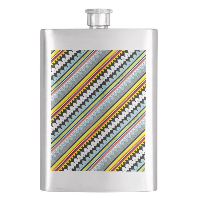 Cute colourful geometric stripes pattern Case-Mate Hip Flask (Front)