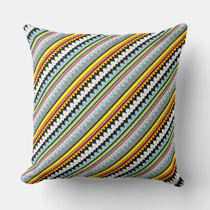 Cute colourful geometric stripes pattern throw pillow