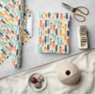 Cute Colourful Ghosts Halloween  Wrapping Paper